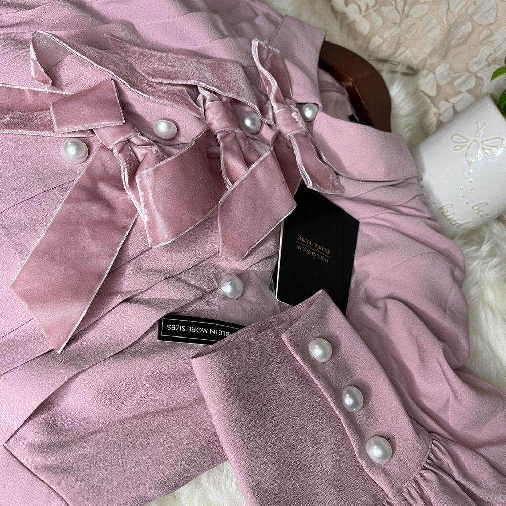 Halogen Pink Ruffle-Front Midi Dress - Picture 8 of 13